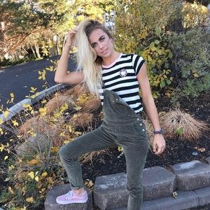 Olive green Corduroy overalls